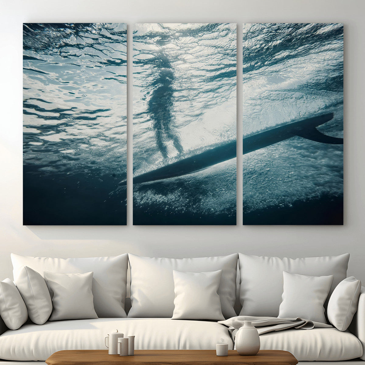 Underwater Surf Wall Art | Framed Ocean Wave Canvas Artwork