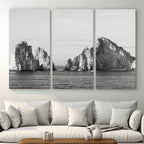 Coastal Wall Art | Framed Black White Ocean Canvas Artwork