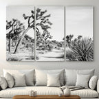 Joshua Tree Wall Art | Black & White Canvas Print, Nature Serenity Decor