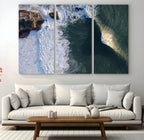 Ocean Wave Wall Art | Aerial Coastal View Canvas Artwork