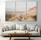 Beach Landscape Wall Art Canvas Print, Framed Sand Dune Photography, Minimalist Seascape Coastal Decor