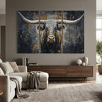 Rustic Bull Wall Art Canvas Print, Longhorn Wall Decor