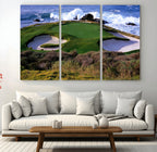 California Pebble Beach Golf Links Wall Art Canvas Print, Iconic Monterey Coastal Golf Course
