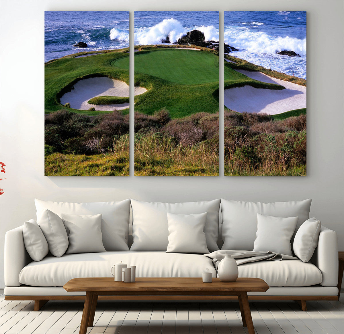California Pebble Beach Golf Links Wall Art Canvas Print, Iconic Monterey Coastal Golf Course