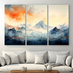 Warm Clouds Abstract Mountain Wall Art, Modern Landscape Canvas Print