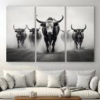 Texas Longhorn Wall Art Canvas Print, Framed Speckled Cow
