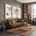 Framed Large World Map Canvas Print for Office Decor