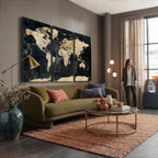 Framed Large World Map Wall Art Canvas Print for Living Room