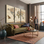 Framed World Map Wall Art for Home and Office Decor