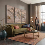 Grunge World Map Canvas Wall Art - Vintage Aged World Map with Golden Tones