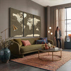 Vintage World Map Canvas Print | Framed Travel Map Wall Art for Couples