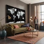 World Map Canvas Print | Framed Push Pin Wall Art, Color Splash Travel Map