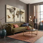 Vintage World Map Canvas Wall Art | Framed Antique Style Travel Map
