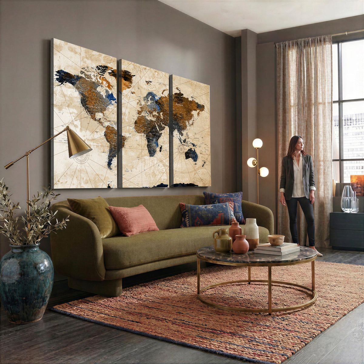 World Map Canvas Art Print | Framed Travel Map Wall Art