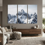 Snowy Mountain Range Canvas Print, Alpine Peaks Landscape Wall Art
