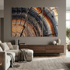 Abstract Tree Ring Wall Art Print, Natural Rustic Wood Grain Canvas