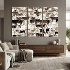 Abstract Texas Longhorn Print, Longhorn Herd Print