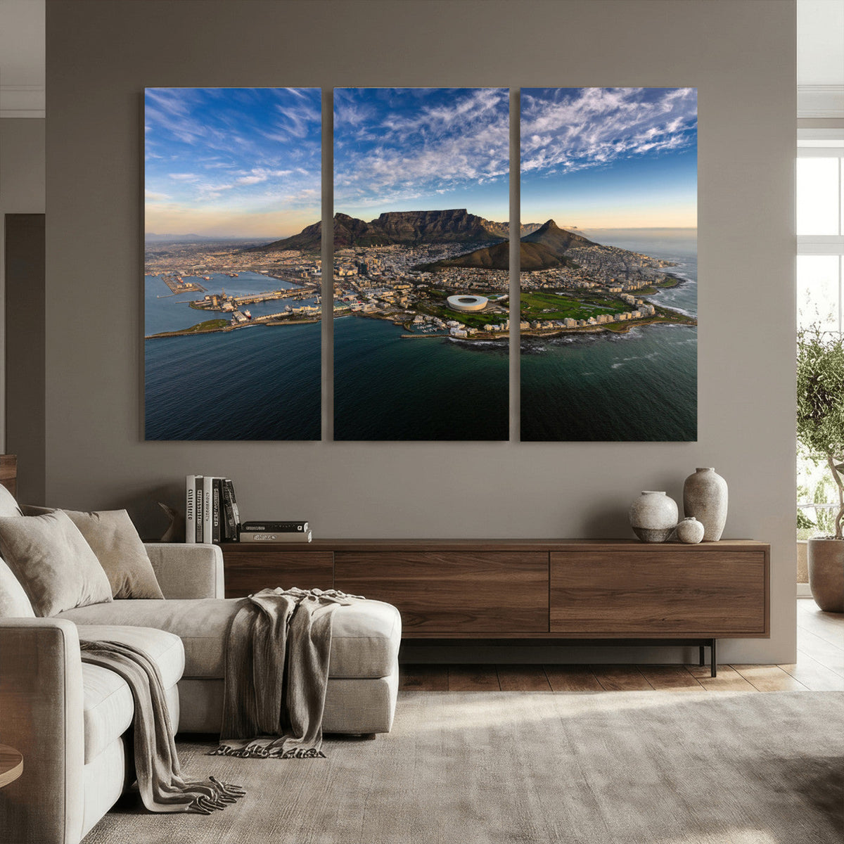 Cape Town Wall Art Canvas Print | Table Mountain Coastal Skyline Panorama