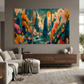 Colorful Japanese Landscape Print: Maximalist Panoramic Wall Art