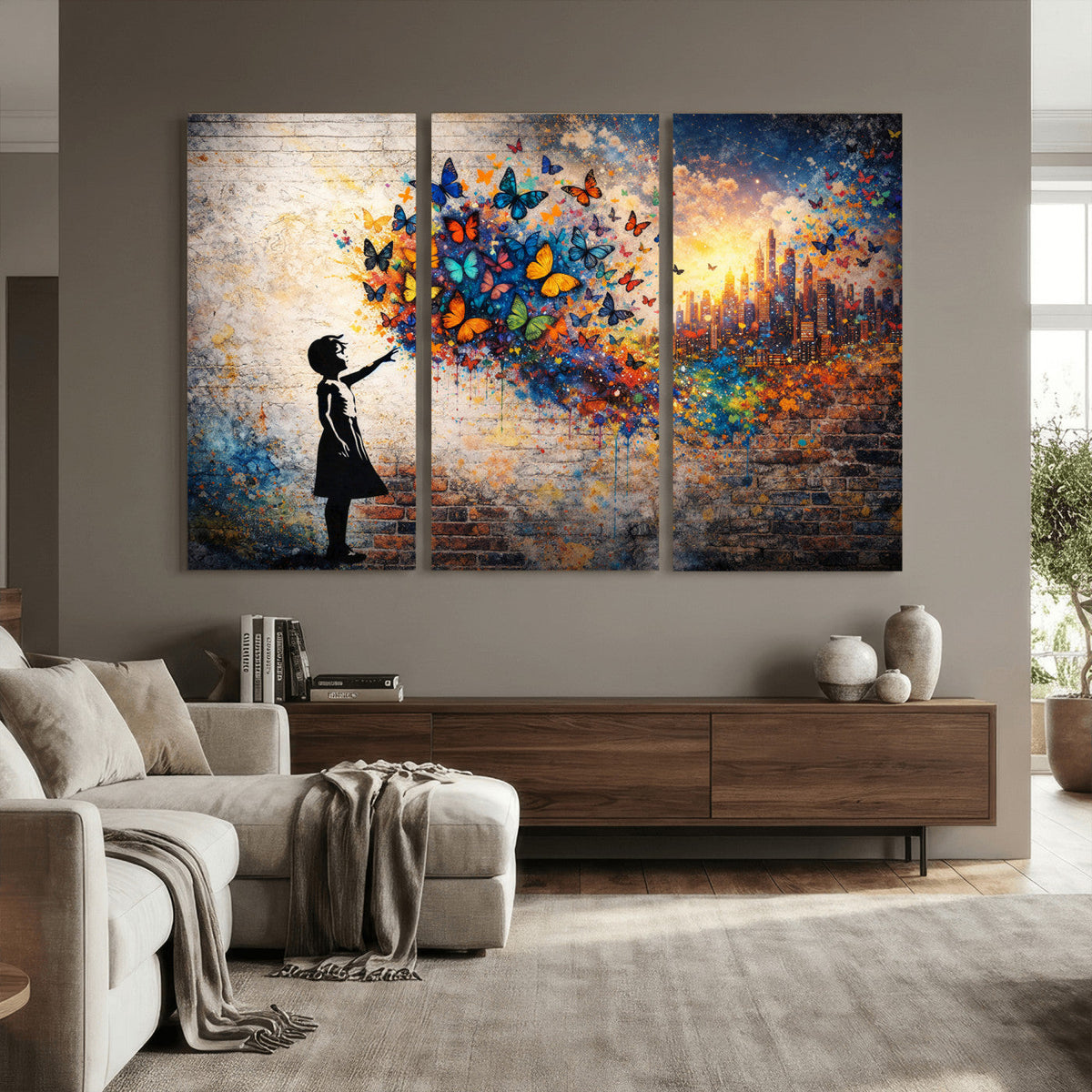 Banksy Girl Wall Art Canvas Print for Living Room Decor