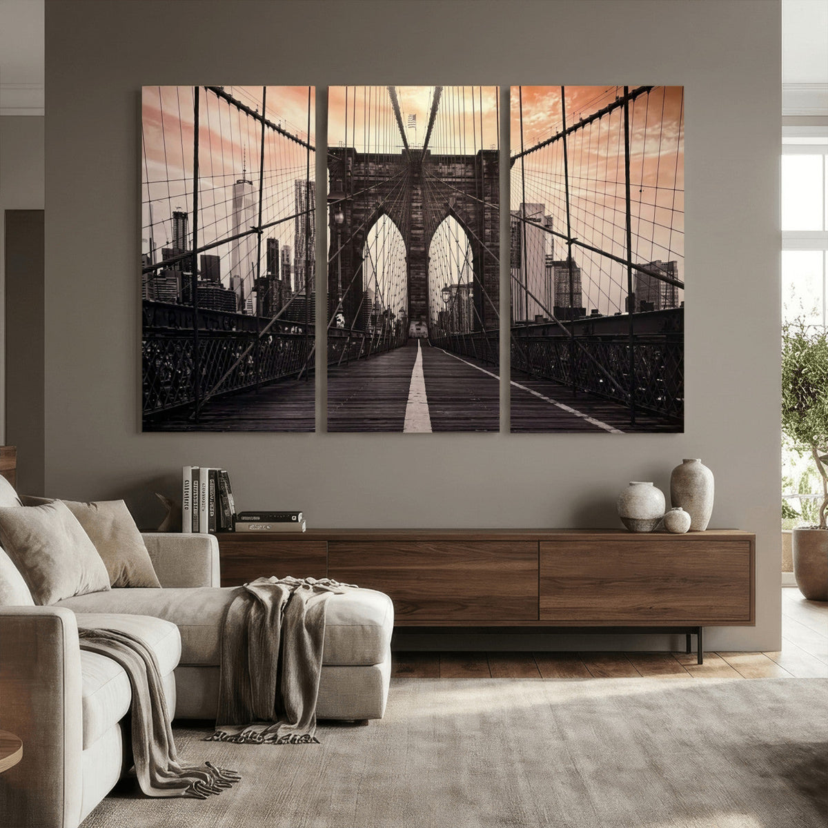 Brooklyn Bridge Canvas Wall Art, New York City Skyline Photography