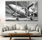 Vintage Airplane on Runway Canvas Print