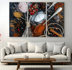 Spices and Seasonings Canvas Wall Art | Colorful Triptych Kitchen Decor