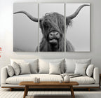 Texas Cow Wall Art Canvas, Texas Longhorn Cattle Canvas Print
