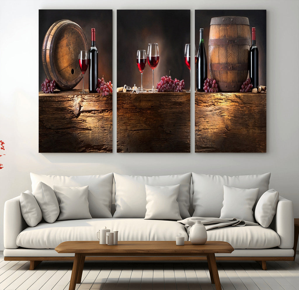 Wine and Barrels Wall Art Canvas Print
