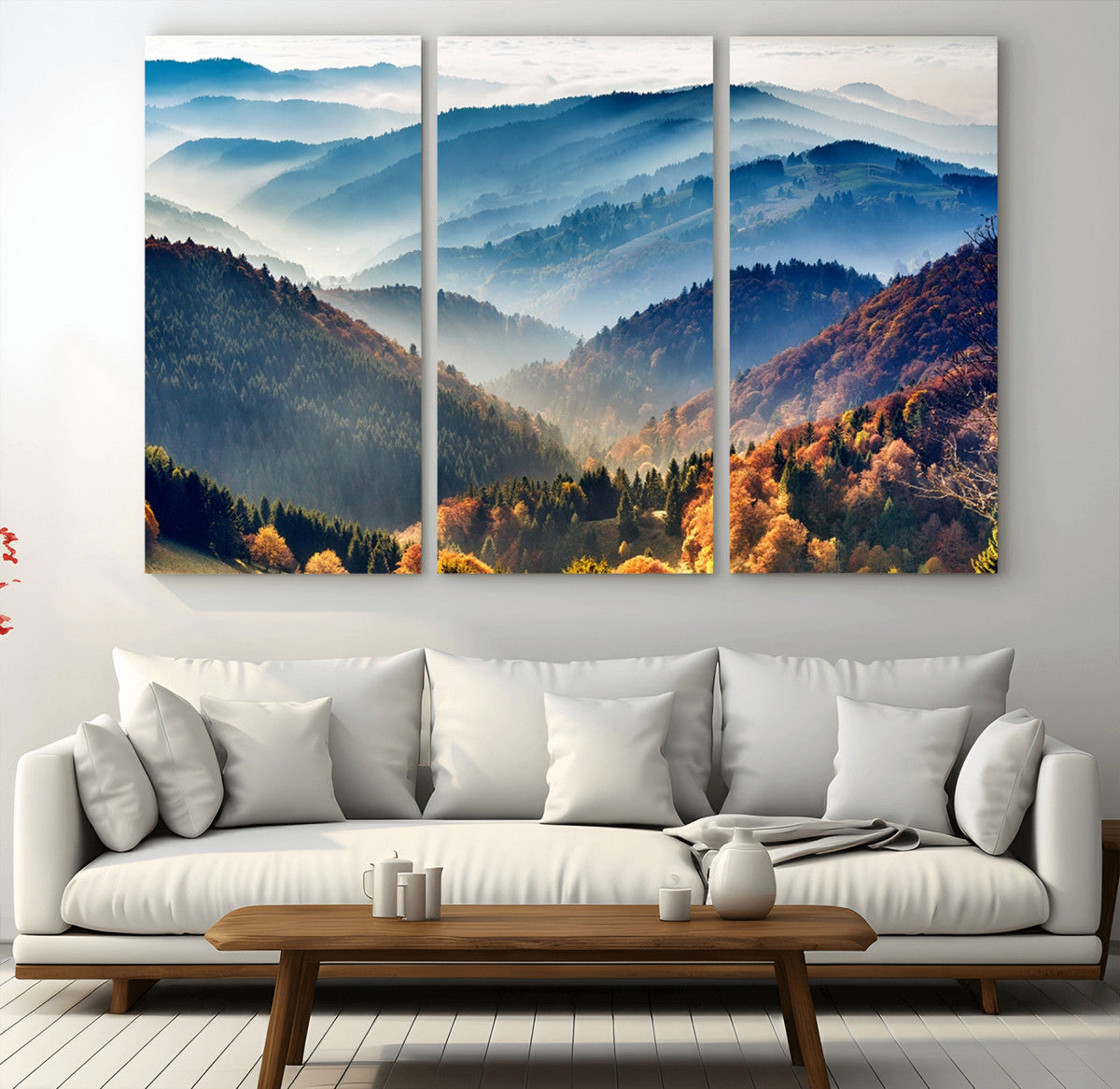 Mountains Forest Autumn Wall Art Canvas Print