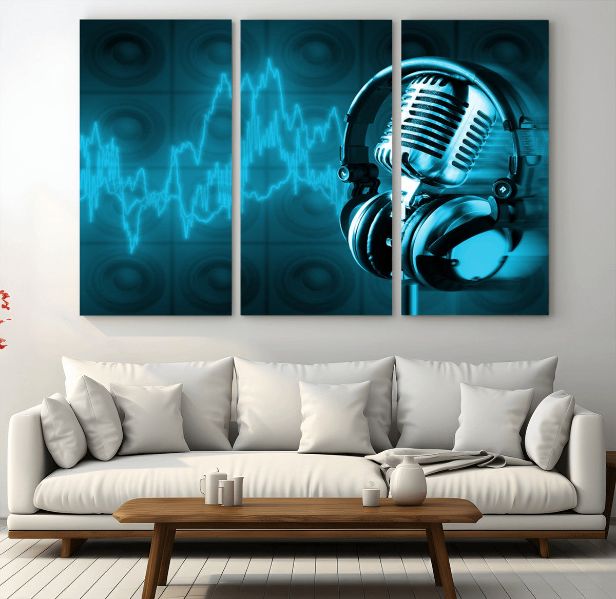 Music and Microphone Wall Art Canvas Print
