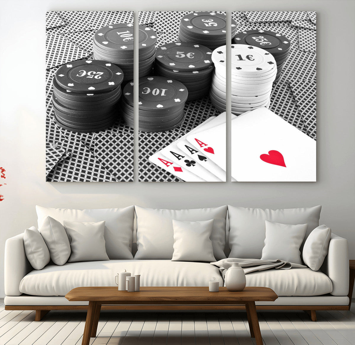 Poker Game Cards Wall Art Canvas, Multi Panel Wall Art