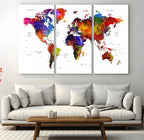 World Map Canvas Print | Detailed Map of the World Wall Art