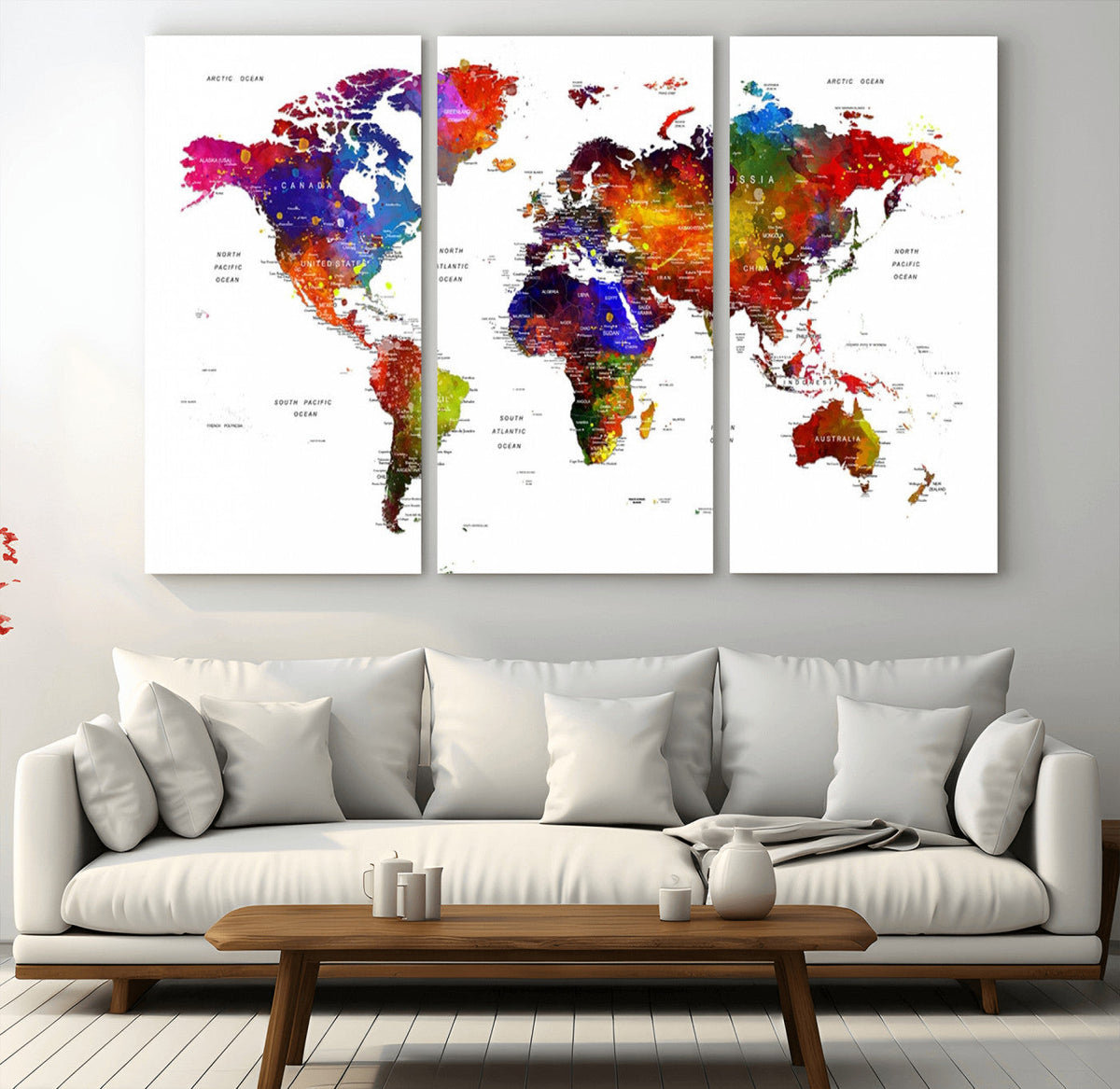 World Map Canvas Print | Detailed Map of the World Wall Art