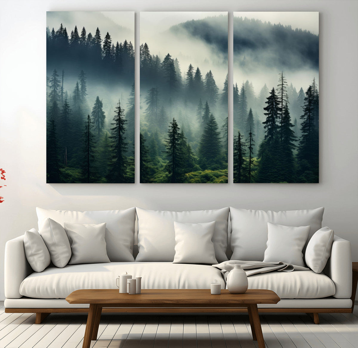 Captivating Misty Forest Wall Art, Foggy and Serene Atmosphere Canvas Print