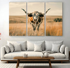 Texas Cow Wall Art Canvas Print for Farm House Wall Decor
