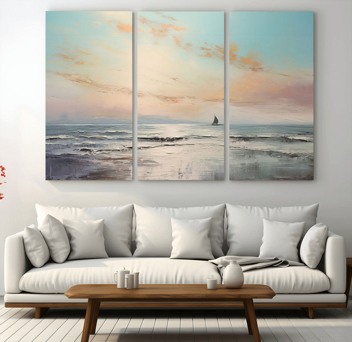 Abstract Ocean Wall Art, Boat Wall Art Canvas Print