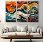 Abstract Wave Wall Art, Ready to Hang Framed Canvas Print | Extra Large 3 Piece Canvas Wall Art