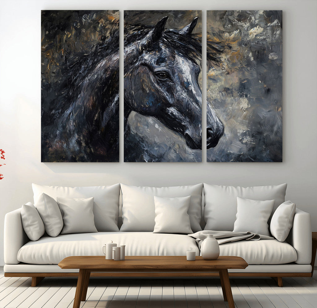 Large Abstract Horse Wall Art Canvas Print, Farmhouse Wall Art