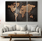 World Map Canvas Print | Framed Travel Map Wall Art for Couples