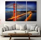 Large Wall Art San Francisco Canvas Print - Wonderful Golden Gate Bridge at Twilight