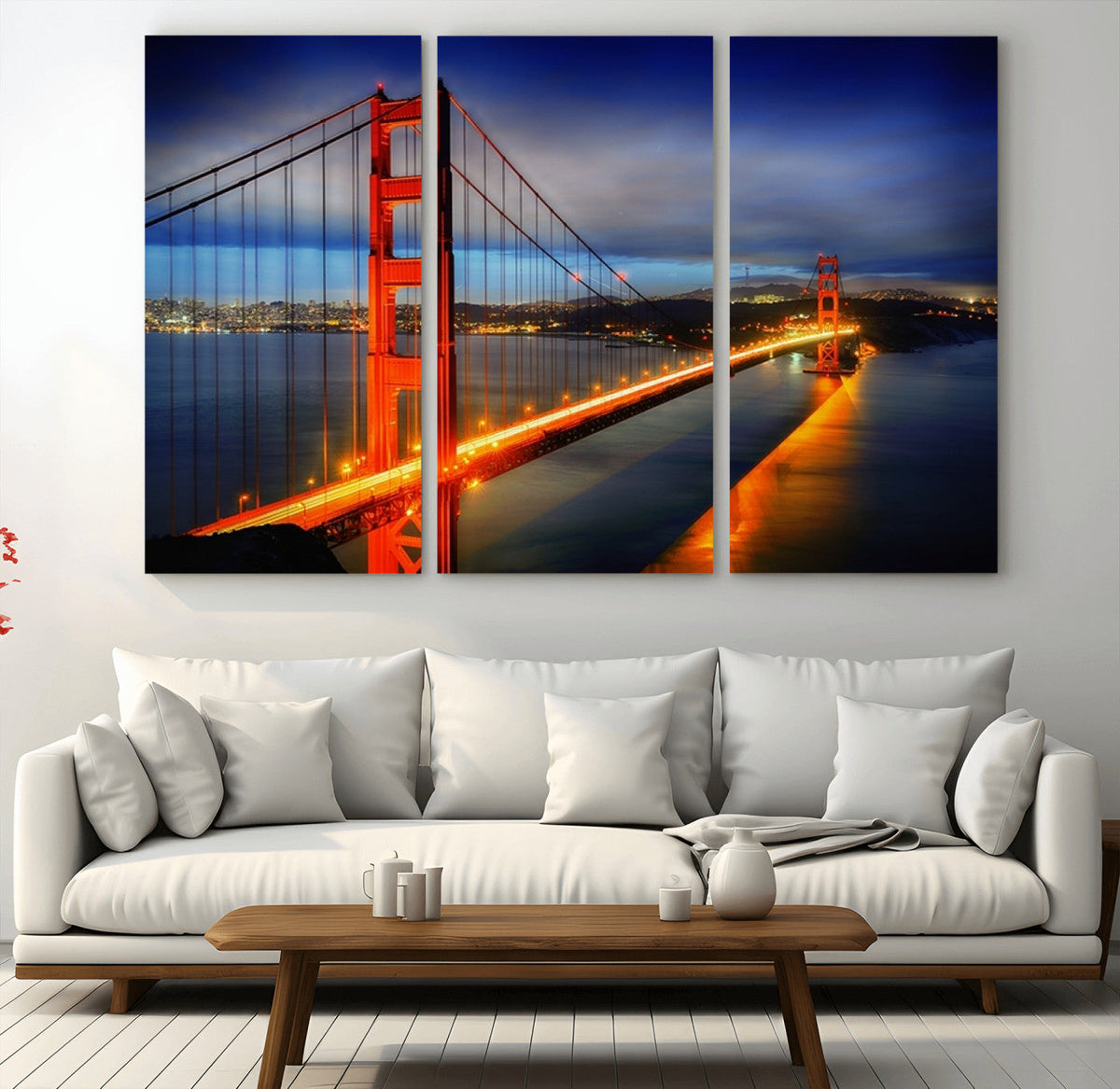 Large Wall Art San Francisco Canvas Print - Wonderful Golden Gate Bridge at Twilight