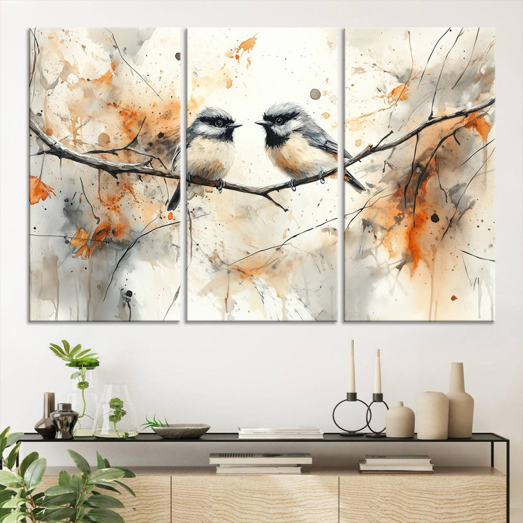 Beautiful Birds Wall Art | Framed Watercolor Branch Canvas