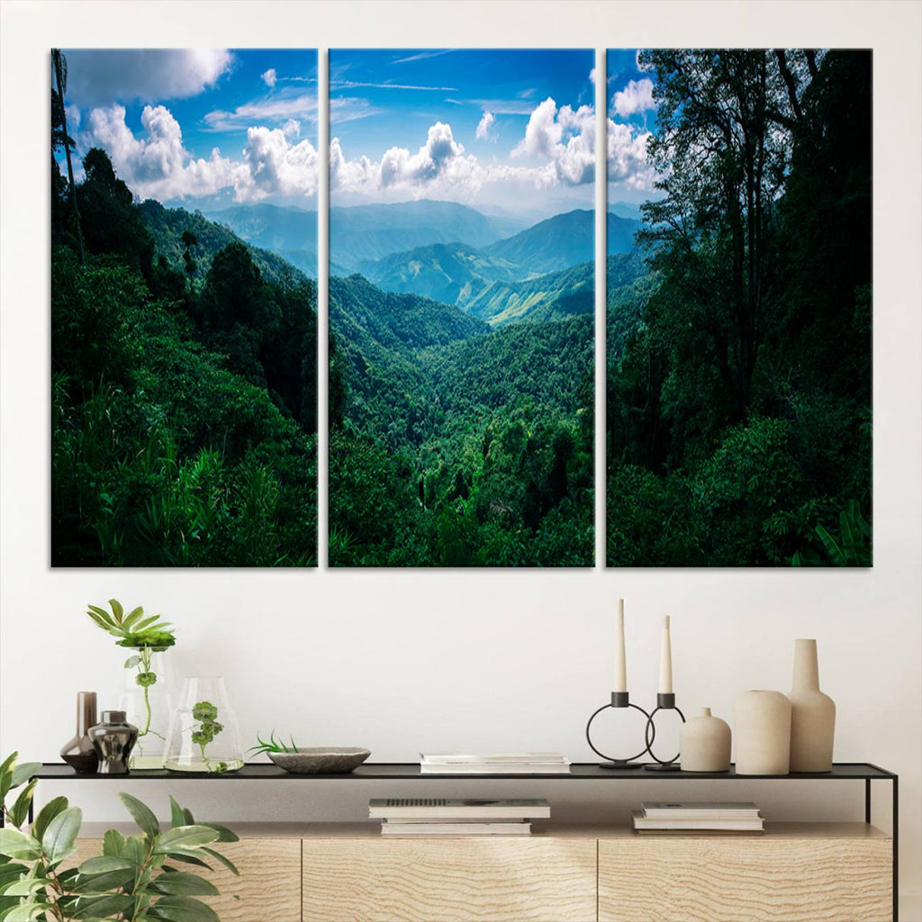 Tropical Jungle Wall Art Canvas Print | Framed Lush Valley