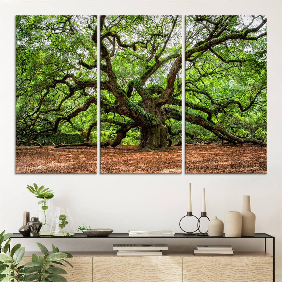 Majestic Oak Tree Wall Art Canvas Print | Ancient Branches