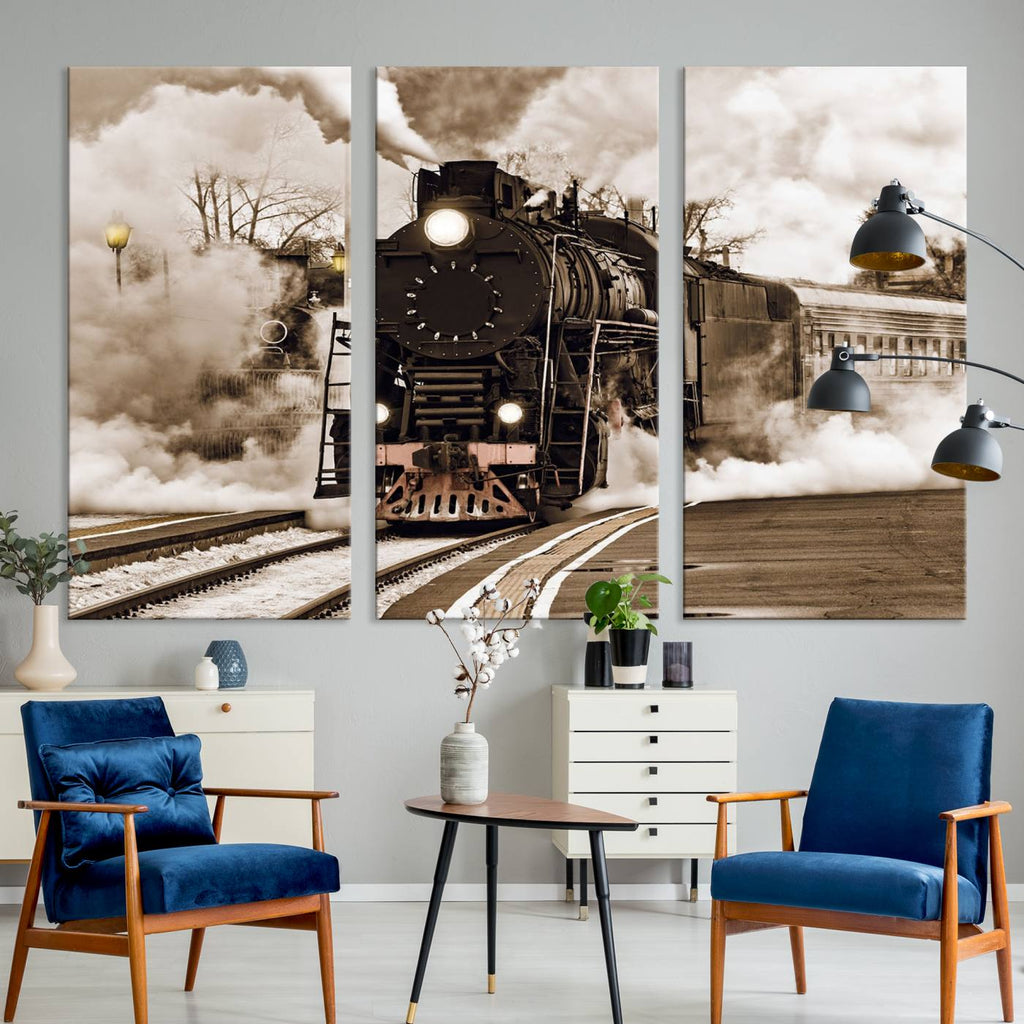 Black Steam Train Canvas Wall Art Print Steam Locomotive Art