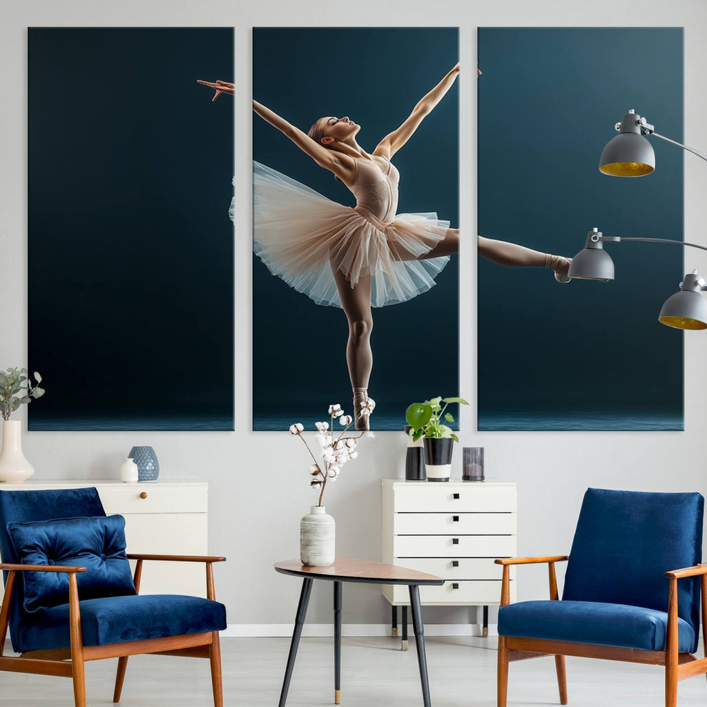 Ballet Dancer Wall Art | Framed Graceful Pose Canvas