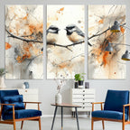 Beautiful Birds Wall Art | Framed Watercolor Branch Canvas