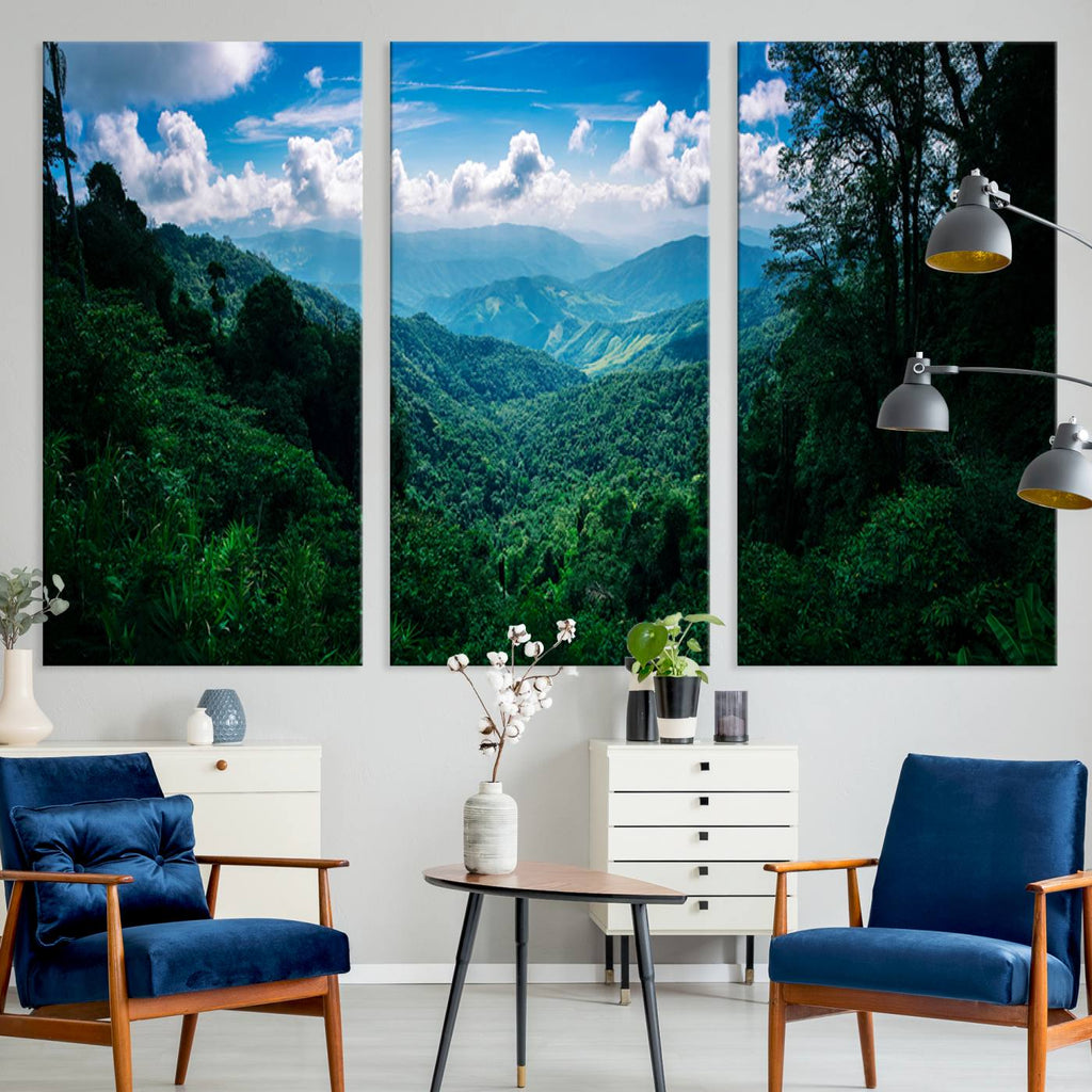 Tropical Jungle Wall Art Canvas Print | Framed Lush Valley