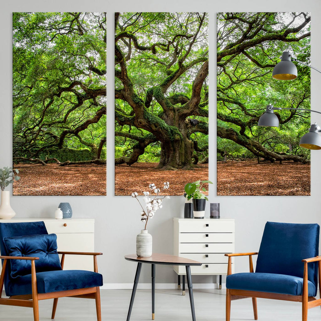 Majestic Oak Tree Wall Art Canvas Print | Ancient Branches